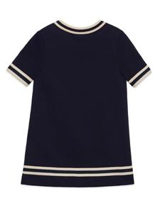 Gucci Kids stripe-detail cotton dress - Blauw