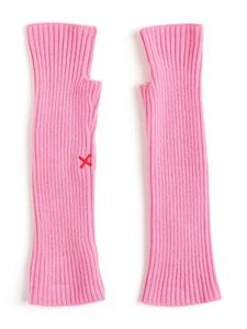Chinti & Parker ribbed wool blend fingerless gloves - Roze