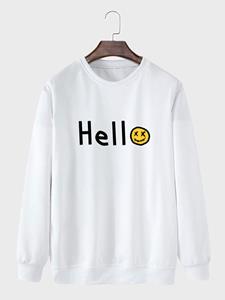 ChArmkpR Mens Smile Face Letter Print Crew Neck Casual Pullover Sweatshirts Winter