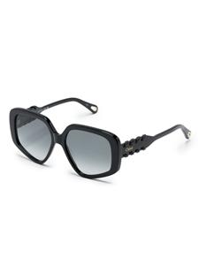 Chloé Eyewear Mony whipstitch-detail geometric-frame sunglasses - Zwart