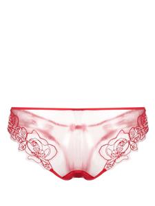 Agent Provocateur Lindie floral-embroidered tulle briefs - Rood