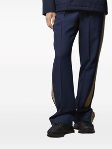 Gucci velvet-trim cotton straight-leg trousers - Blauw