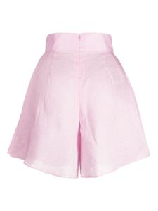 Bambah pleated high-waist linen shorts - Roze