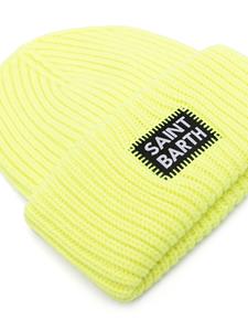 MC2 Saint Barth Kids logo-appliqué ribbed-knit beanie - Geel