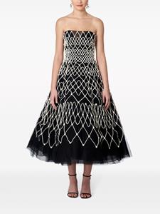 Carolina Herrera faux pearl-detail strapless midi dress - Zwart