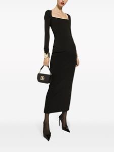 Dolce & Gabbana long-sleeve square-neck midi dress - Zwart