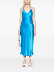 L'Agence V-neck silk midi dress - Blauw