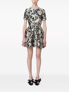 Carolina Herrera floral-jacquard short-sleeve minidress - Beige