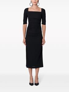 Carolina Herrera short-sleeve ruched midi dress - Zwart