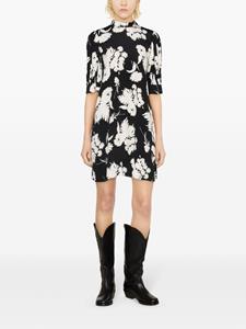 GANNI floral-print high-neck shirt dress - Zwart