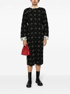 YANYAN KNITS June patterned-jacquard midi dress - Zwart