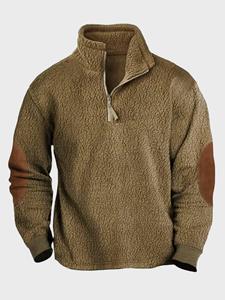 ChArmkpR Mens Texture Contrast Patchwork Half Zip Pullover Sweatshirts Winter