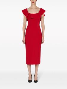 Carolina Herrera ruffle-detail sleeveless midi dress - Rood