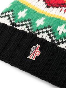 Moncler Grenoble logo-patch intarsia-knit beanie - Rood