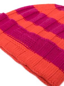 Guest In Residence striped ribbed cashmere beanie - Roze