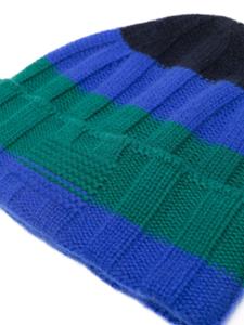 Guest In Residence striped ribbed cashmere beanie - Blauw