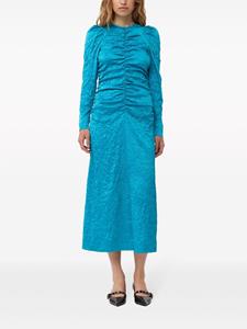 GANNI Gekreukte satijnen midi-jurk - Blauw