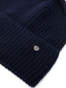 Ted Baker logo-plaque ribbed beanie - Blauw