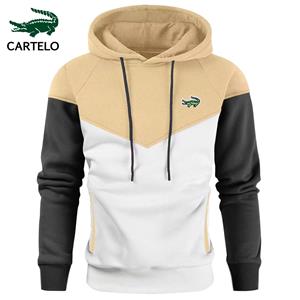 CARTELO Embroidery Spring Autumn Men's Patchwork Hoodies Clothing Casual Loose Sweatshirt Streetwear Male Fashion Sports Pullover Outwear