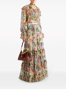 ETRO floral-print tiered silk skirt - Wit