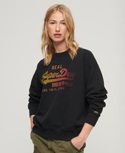 Superdry Vrouwen Tonal Vintage Logo Sweatshirt met Grafische Print Zwart