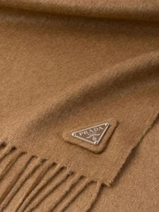 Prada triangle-logo cashmere scarf - Bruin