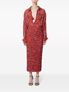 Carolina Herrera floral-print ruched midi skirt - Rood
