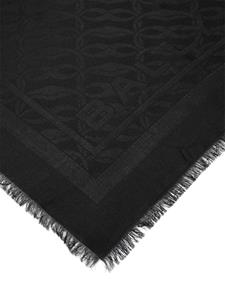 Bally Emblem-print frayed silk scarf - Zwart