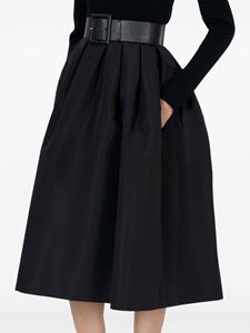 Carolina Herrera silk pleated midi skirt - Zwart