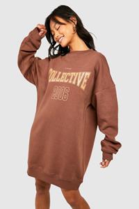 Boohoo Collective Sweatshirt Jurk, Chocolate