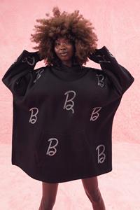 Boohoo Barbie Oodie Met Steentjes, Black