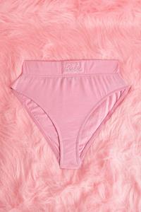 Boohoo Barbie Slip Met Hoge Taille En Label, Baby Pink