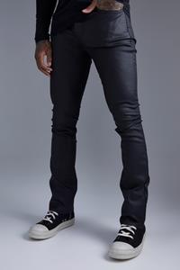 Boohoo Flared Skinny Jeans Met Coating, Black