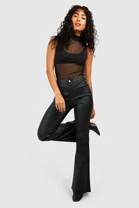 Boohoo Flared Jeans Met Pu Coating, Black