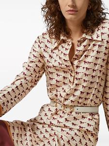 Gucci Diagonal Horses-print silk shirtdress - Beige