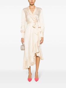 Zimmermann wrap-design silk midi dress - Beige