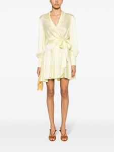 Zimmermann long-sleeve silk wrap dress - Geel