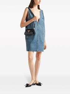 Prada triangle-logo denim dress - Blauw