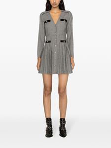 Maje houndstooth-pattern pleated minidress - Zwart