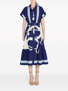 Silvia Tcherassi Loni midi-jurk met grafische print - Blauw