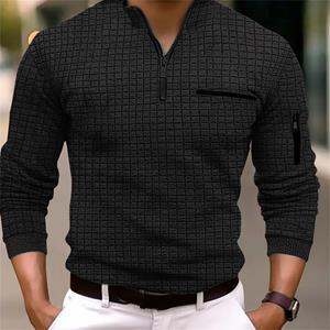 TSBABY 2023 Men's Spring and Autumn Fashion Casual T-shirt Men's Checkerboard Checked POLO Shirt Arm Zipper Sports Polo Shirt