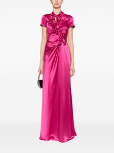 Saloni gathered-detailing silk dress - Roze
