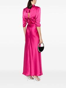 Saloni high-neck silk dress - Roze