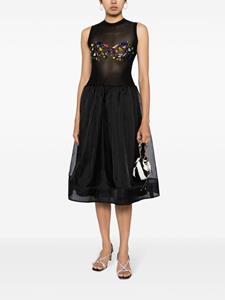 Cynthia Rowley Midi-jurk met kristallen - Zwart