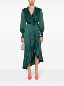 Zimmermann ruffled-trim silk wrap dress - Groen