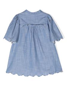 ZIMMERMANN Kids Junie scallop-trim chambray dress - Blauw