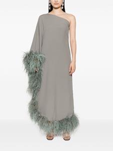 Taller Marmo feather-trim one-shoulder dress - Grijs