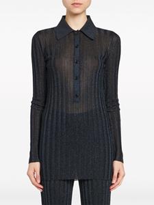 Stella McCartney lurex ribbed-knit polo top - Blauw