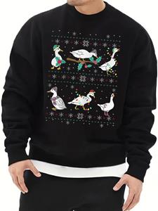 ChArmkpR Mens Christmas Snowflake Duck Print Crew Neck Pullover Sweatshirts Winter