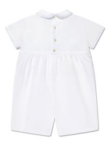 Sarah Louise smocked pleated cotton romper - Wit